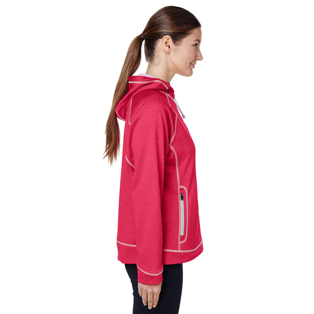 Team 365 Women's Sport Red Heather/Sport Silver Excel Melange Performance Fleece Jacket