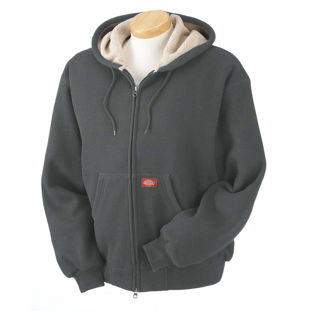 Dickies Men's Charcoal 10.75 oz. Bonded Waffle-Knit Hooded Jacket