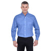 UltraClub Men's French Blue Long-Sleeve Performance Pinpoint