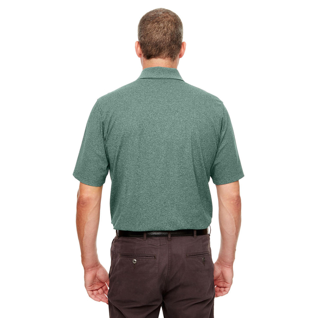 UltraClub Men's Forest Green Heather Heathered Pique Polo