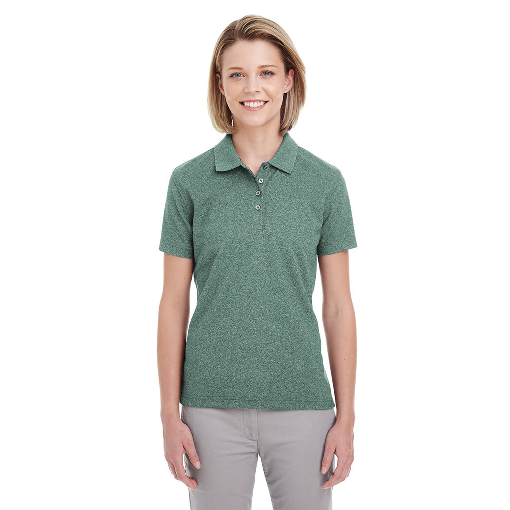UltraClub Women's Forest Green Heather Heathered Pique Polo