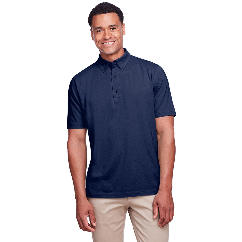 UltraClub Men's Navy Lakeshore Stretch Cotton Performance Polo