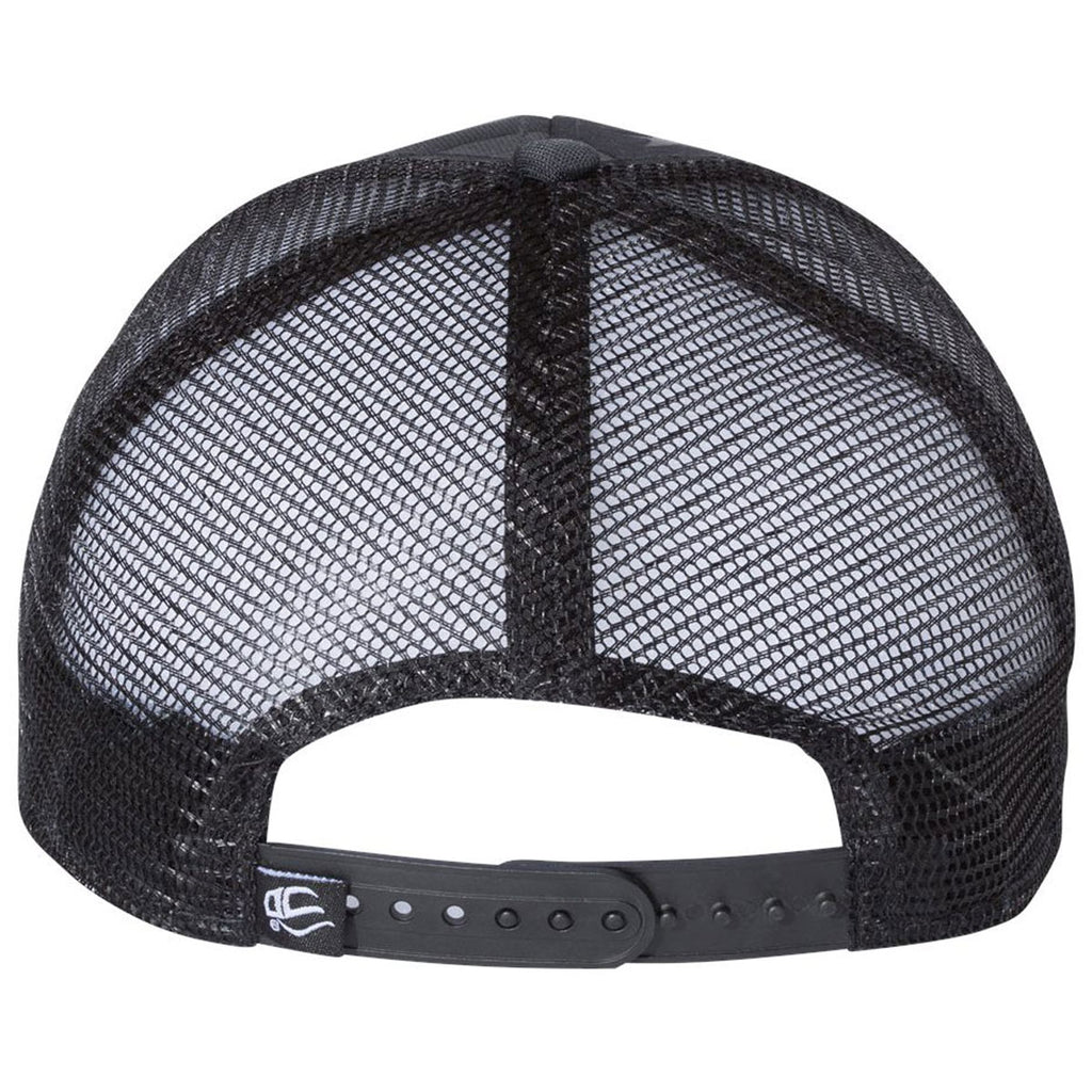 Outdoor Cap Black Debossed Stars and Stripes with Mesh Back