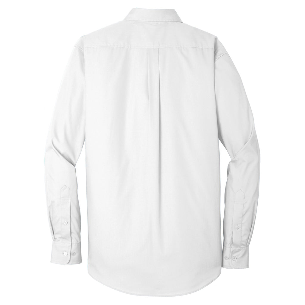 Port Authority Men's White Long Sleeve Carefree Poplin Shirt