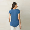 prAna Women's Sunbleached Blue Heather Foundation Short Sleeve V Neck Top
