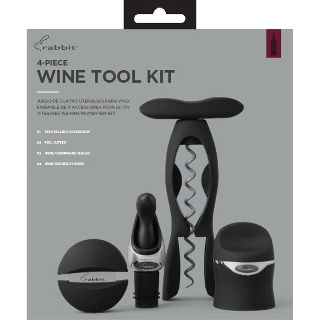 Rabbit Velvet Black 4 Piece Wine Tool Kit