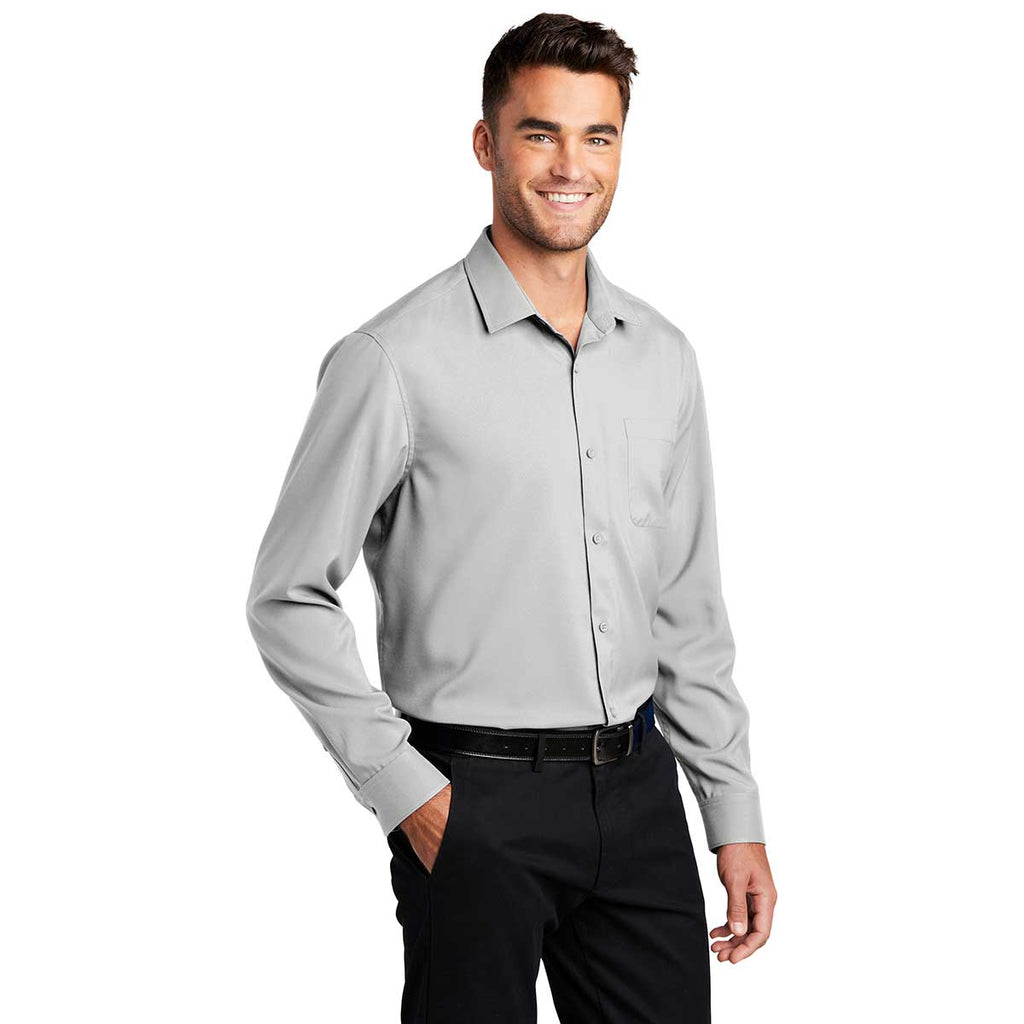 Port Authority Men's Silver Long Sleeve Performance Staff Shirt