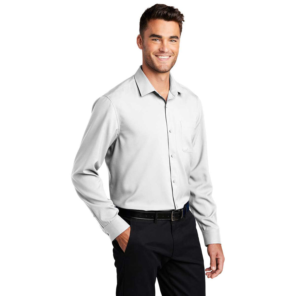 Port Authority Men's White Long Sleeve Performance Staff Shirt