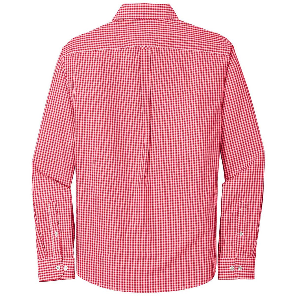 Port Authority Men's Rich Red/White Broadcloth Gingham Easy Care Shirt