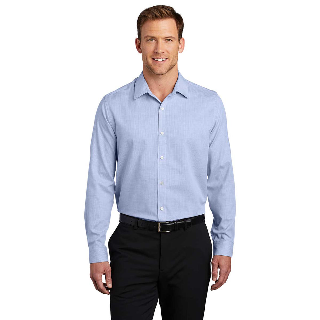 Port Authority Men's Blue Horizon/White Pincheck Easy Care Shirt