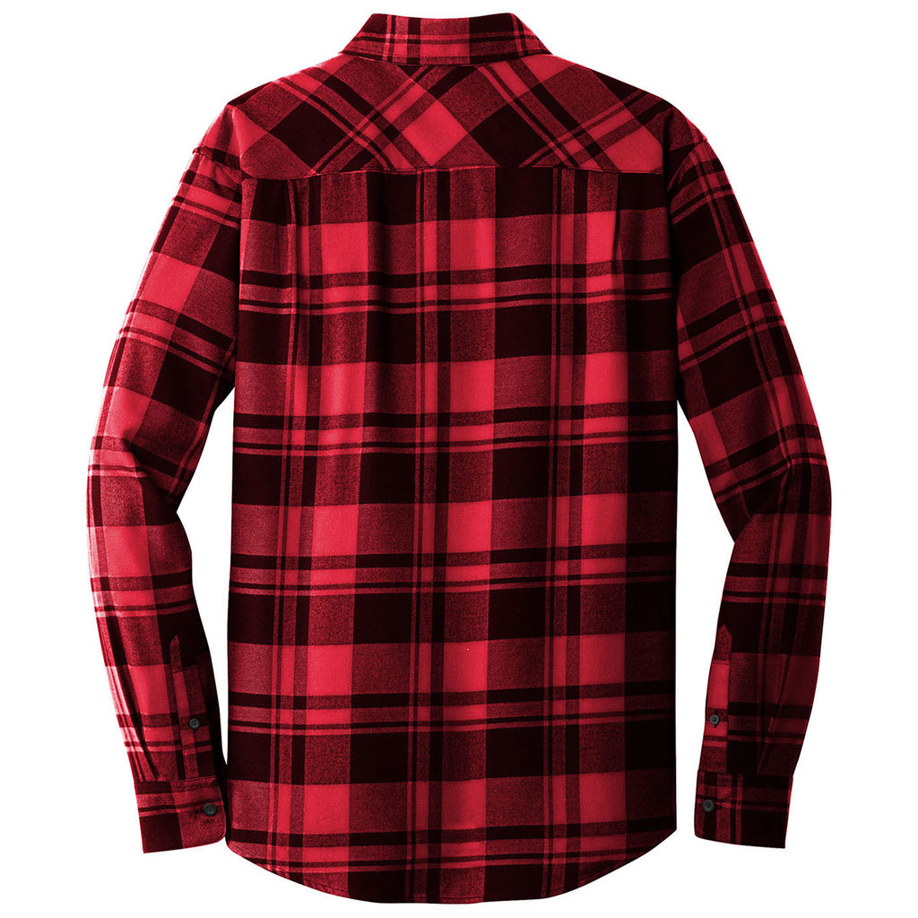 Port Authority Men's Engine Red/Black Plaid Flannel Shirt