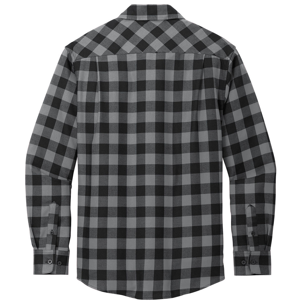 Port Authority Men's Grey/Black Buffalo Check Plaid Flannel Shirt