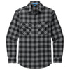 Port Authority Men's Grey/Black Buffalo Check Plaid Flannel Shirt