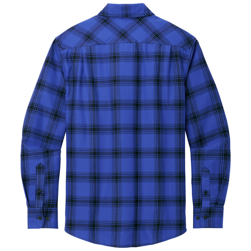 Port Authority Men's Royal/Black Open Plaid Plaid Flannel Shirt
