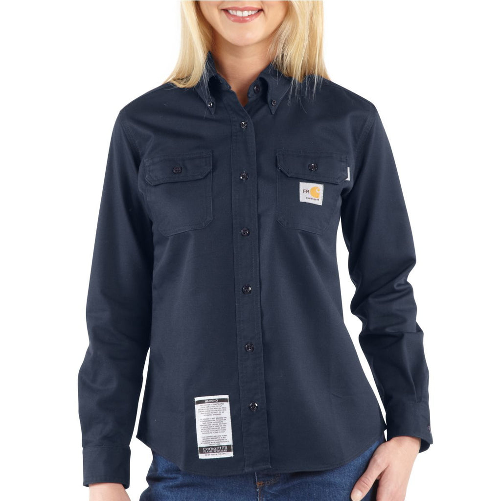 Carhartt Women's Dark Navy Flame-Resistant Classic Twill Shirt