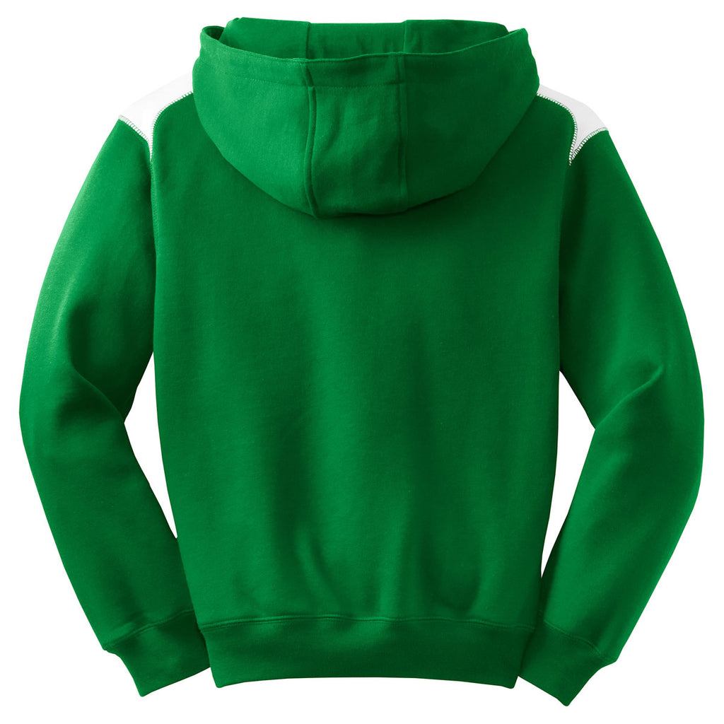 Sport-Tek Youth Kelly Green Pullover Hooded Sweatshirt with Contrast Color