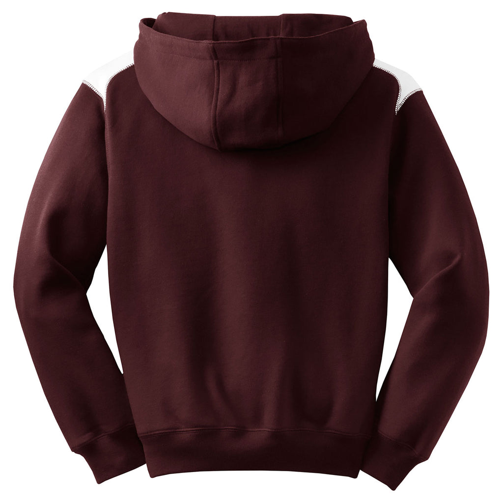 Sport-Tek Youth Maroon Pullover Hooded Sweatshirt with Contrast Color