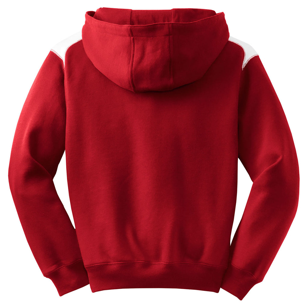 Sport-Tek Youth Red Pullover Hooded Sweatshirt with Contrast Color