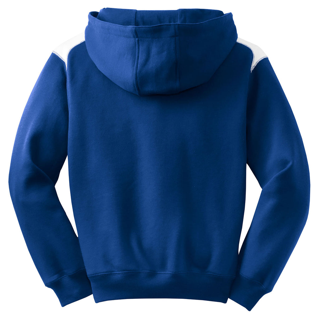 Sport-Tek Youth Royal Pullover Hooded Sweatshirt with Contrast Color