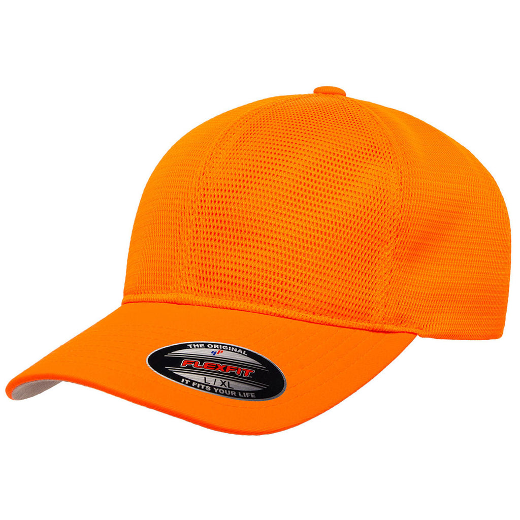 Flexfit Neon Orange 360 Omnimesh Cap | Flex Caps