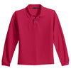 Port Authority Youth Red Long Sleeve Silk Touch Polo