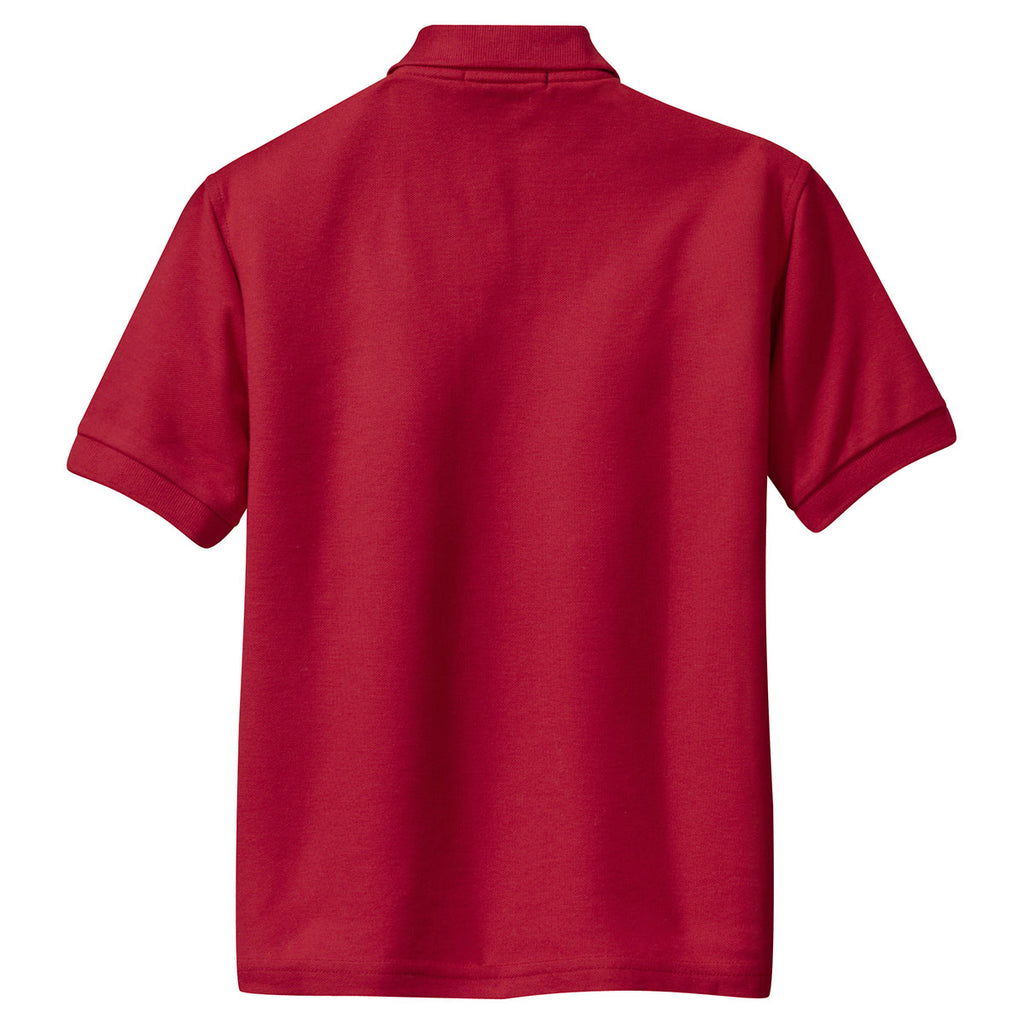 Port Authority Youth Red Silk Touch Polo
