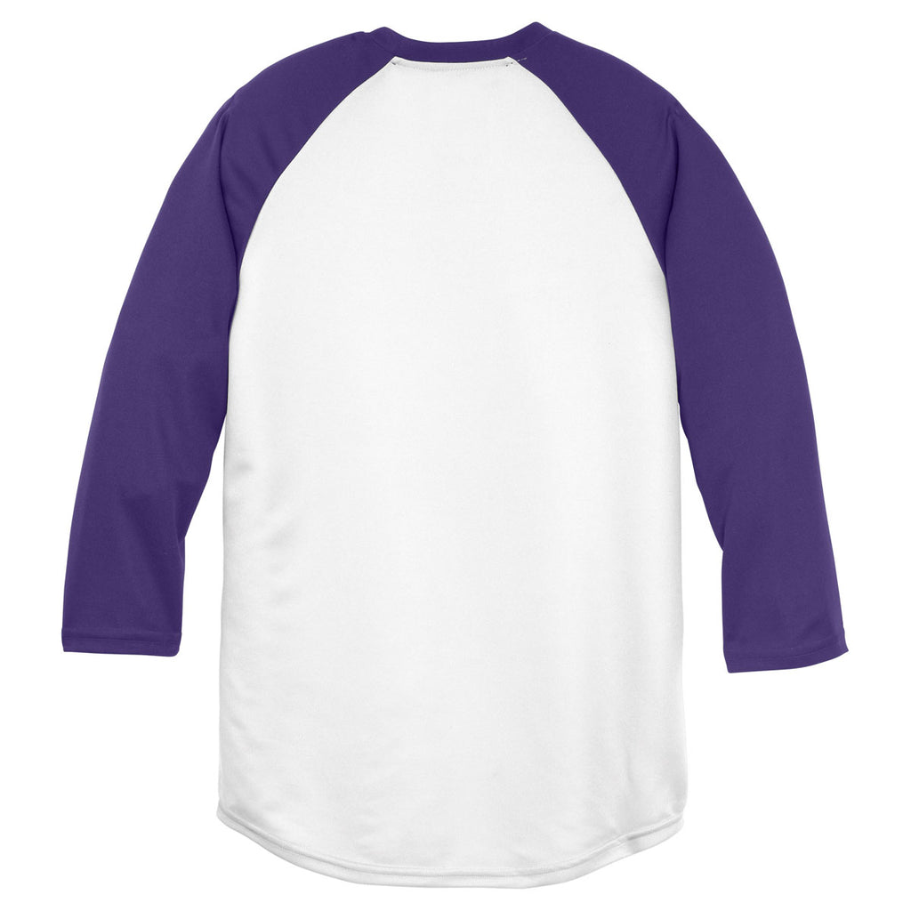 Sport-Tek Youth White/Purple PosiCharge Baseball Jersey