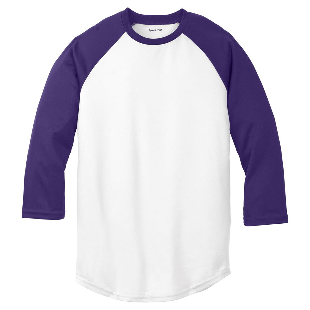 Sport-Tek Youth White/Purple PosiCharge Baseball Jersey