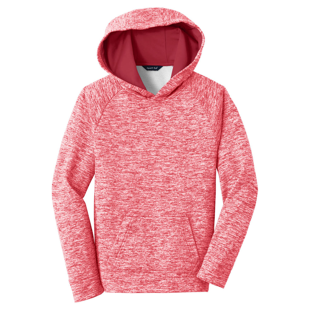 Sport-Tek Youth Deep Red Electric Heather PosiCharge Fleece Hooded Pullover