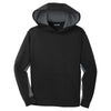 Sport-Tek Youth Black/Dark Smoke Grey Sport-Wick Fleece Colorblock Hooded Pullover