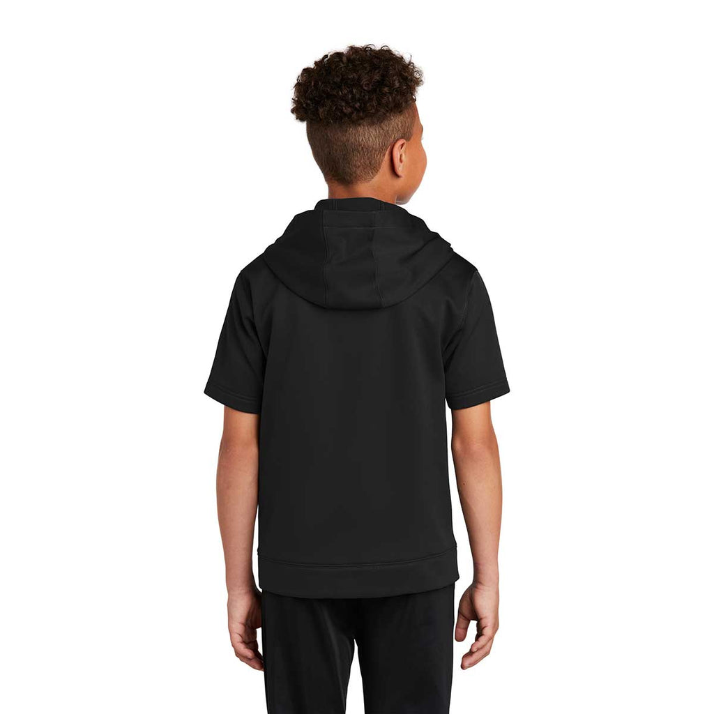 Sport-Tek Youth Black Sport-Wick Fleece Short Sleeve Pullover Hoodie