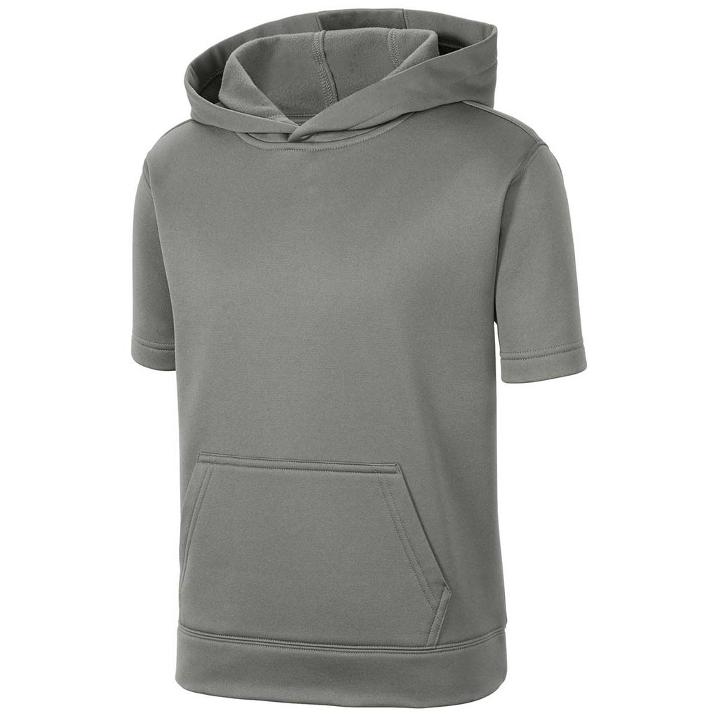 Sport-Tek Youth Dark Smoke Grey Sport-Wick Fleece Short Sleeve Pullover Hoodie
