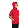 Sport-Tek Youth Deep Red Sport-Wick Fleece Short Sleeve Pullover Hoodie