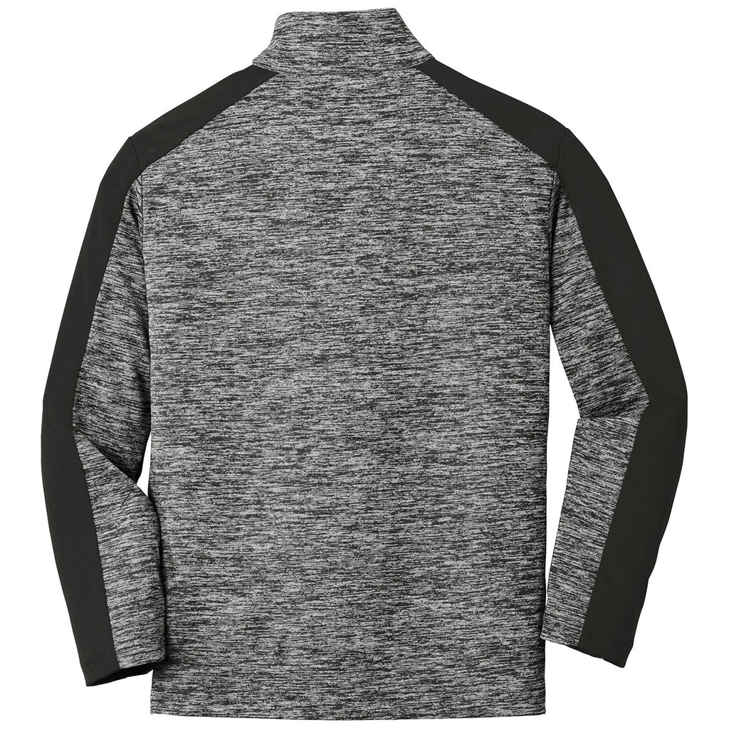 Sport-Tek Youth Black Electric/Black PosiCharge Electric Heather Colorblock 1/4-Zip Pullover