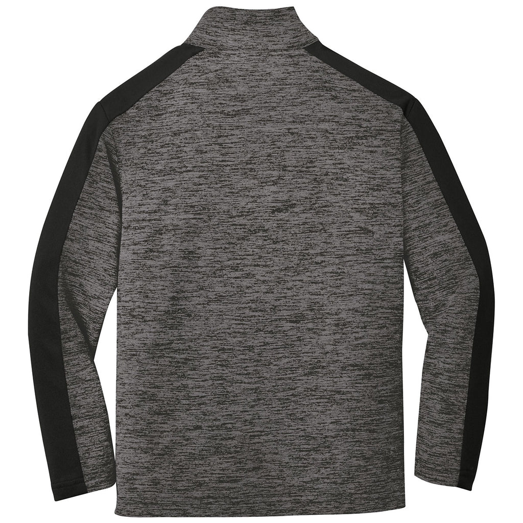 Sport-Tek Youth Grey-Black Electric/Black PosiCharge Electric Heather Colorblock 1/4-Zip Pullover