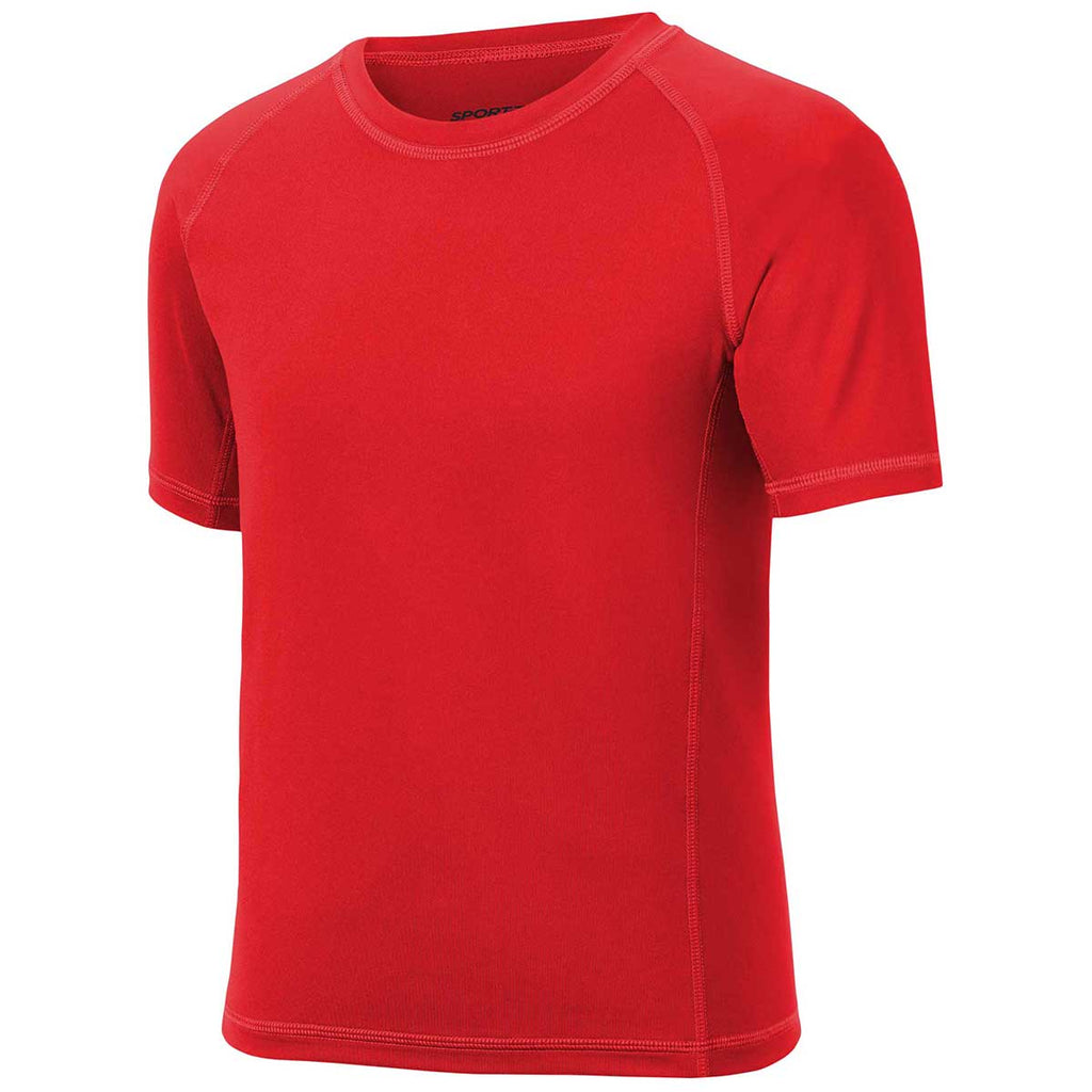 Sport-Tek Youth True Red Short Sleeve Rashguard Tee