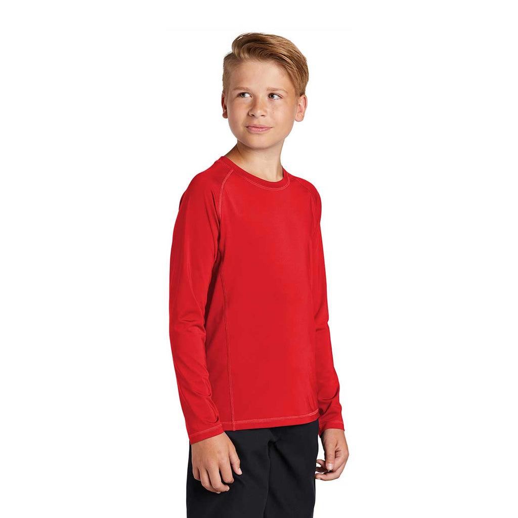 Sport-Tek Youth True Red Long Sleeve Rashguard Tee