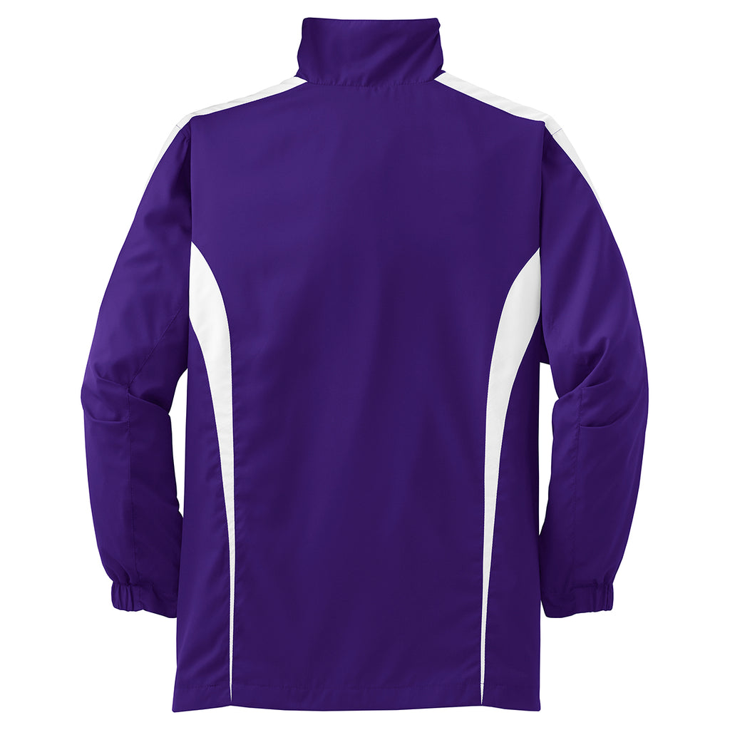 Sport-Tek Youth Purple/White Colorblock Raglan Jacket