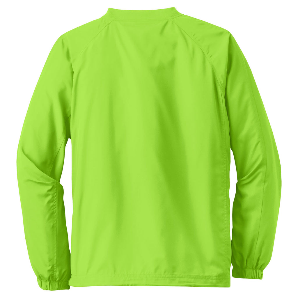 Sport-Tek Youth Lime Shock V-Neck Raglan Wind Shirt
