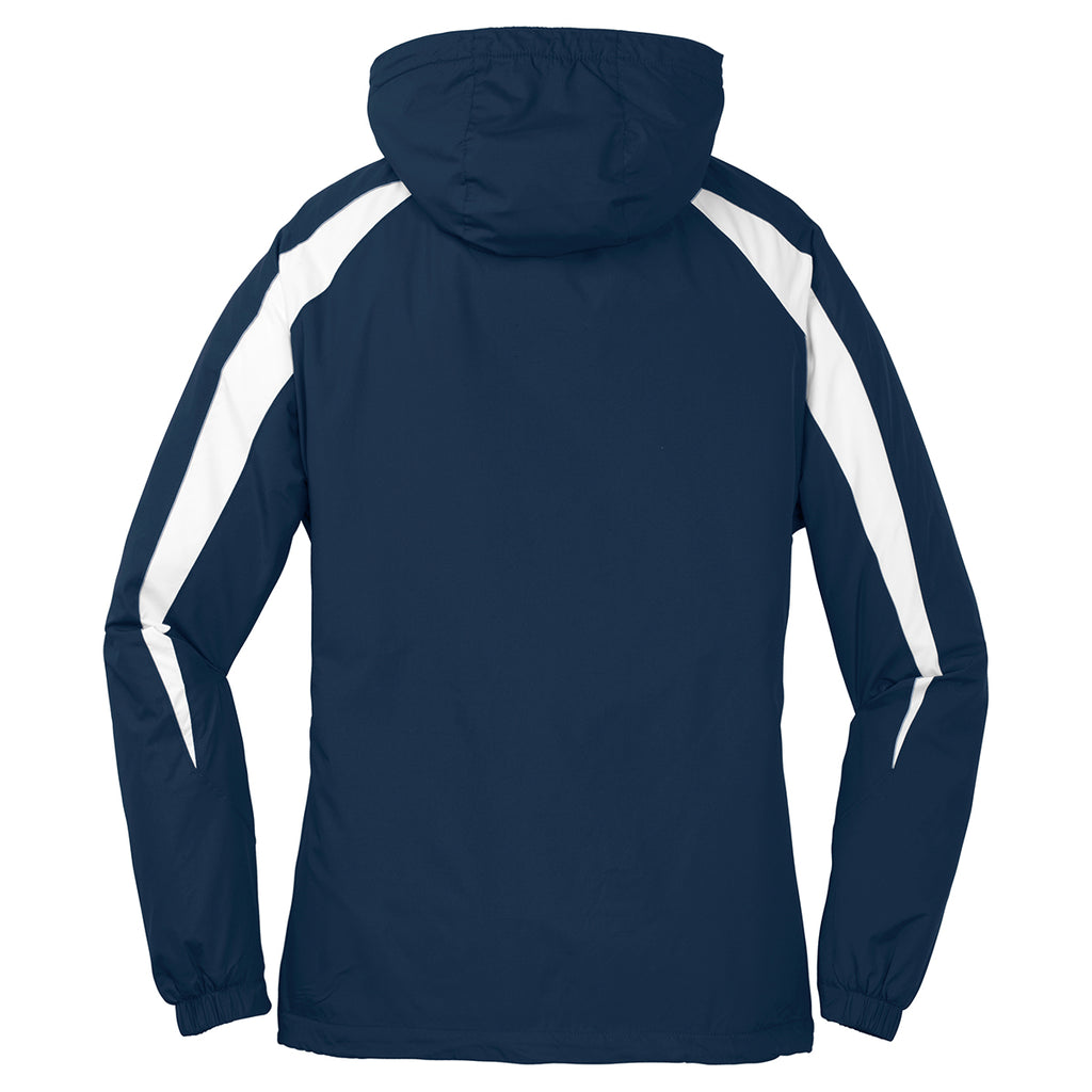 Sport-Tek Youth True Navy/White Fleece-Lined Colorblock Jacket