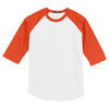 Sport-Tek Youth White/Deep Orange Colorblock Raglan Jersey