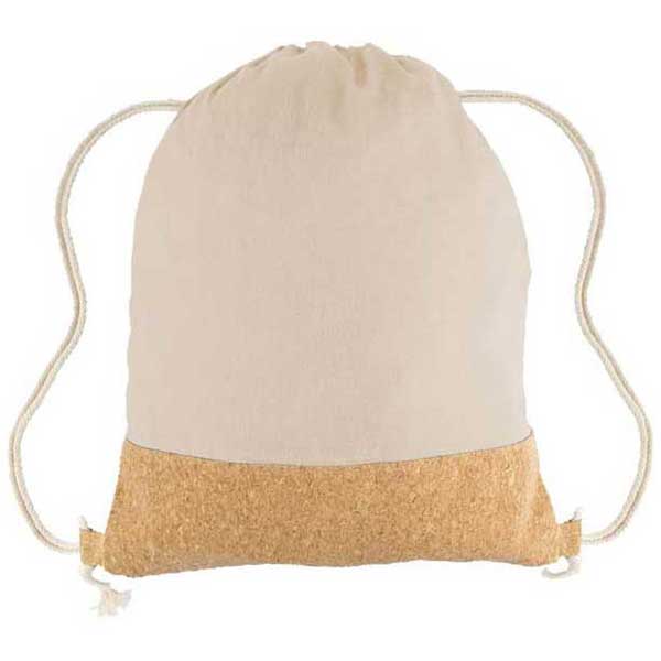 Gold Bond Inc Natural Cotton Canvas Drawstring Backpack with Cork