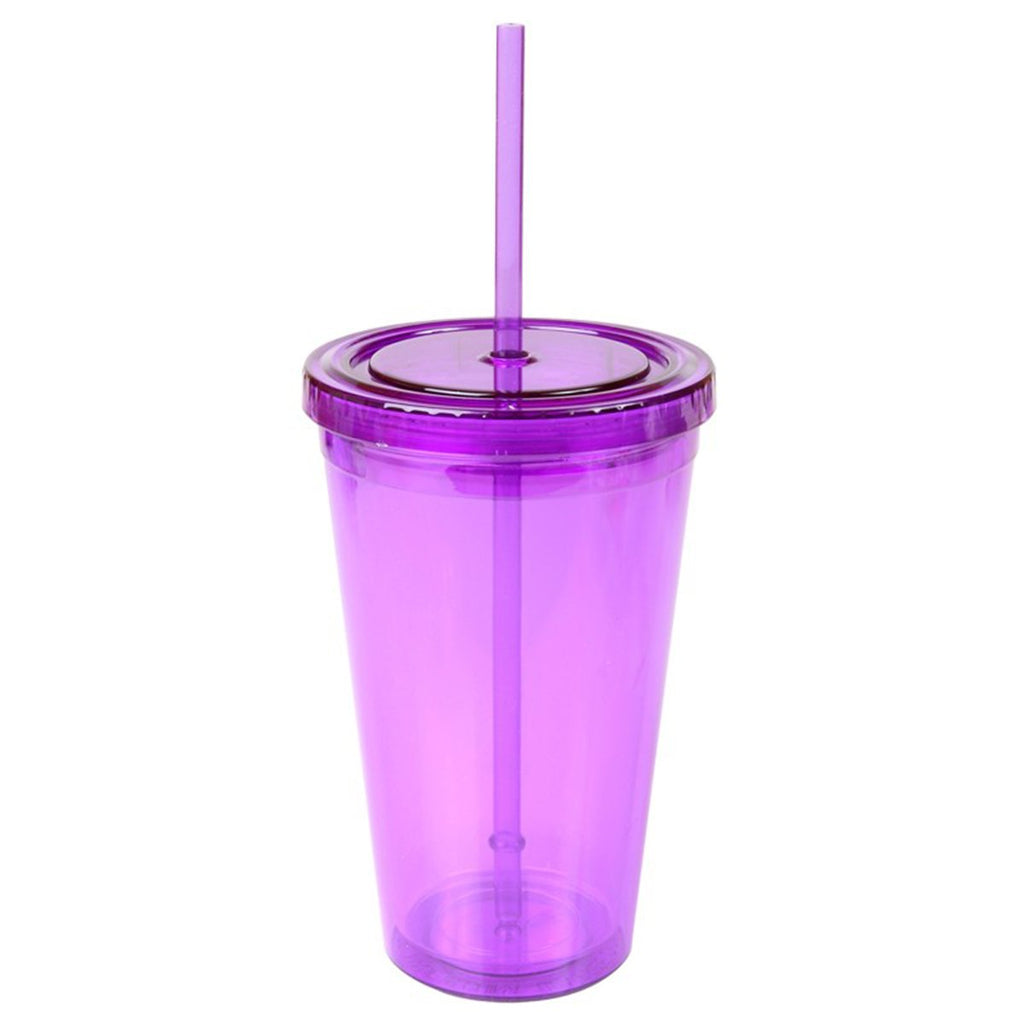 Clear Tumbler With Purple Lid